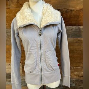 Twisted Heart America deadstock Y2K sherpa hoodie with heart beading detail EUC
